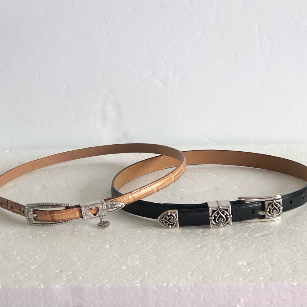 2 Brighton Belts Sz 28 Black / Silver & Brown / Silver